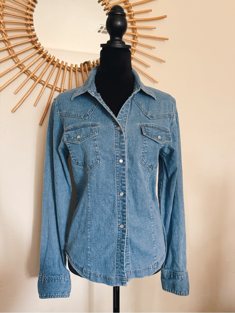 Classic Light Blue Denim Button-Front Shirt